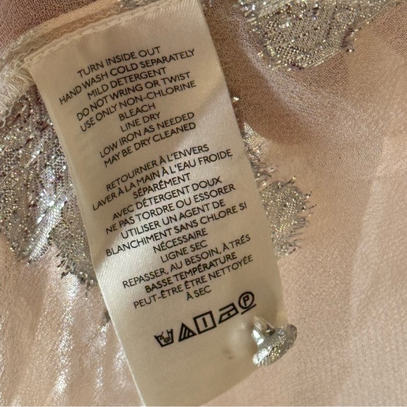 Anthropologie The Marais Chiffon Maxi Dress Shine Edition Peach Metallic 1X - Picture 13 of 14